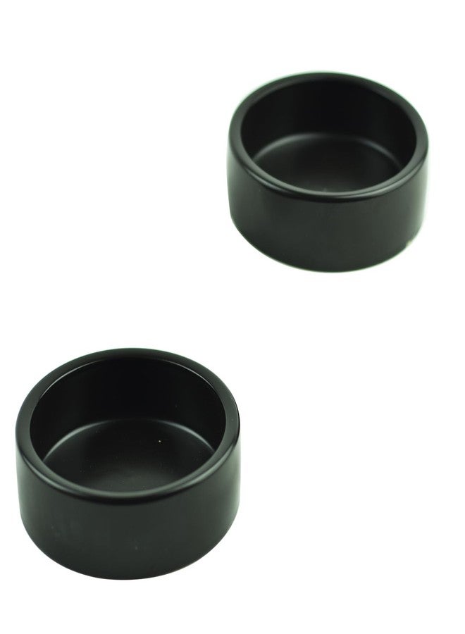 OMEM 2 Pack Black Ceramic Reptile Food and Water Dish Anti Escape Bowl for Bearded Dragons, Lizards, Geckos and Leopards (Large) - Image 1